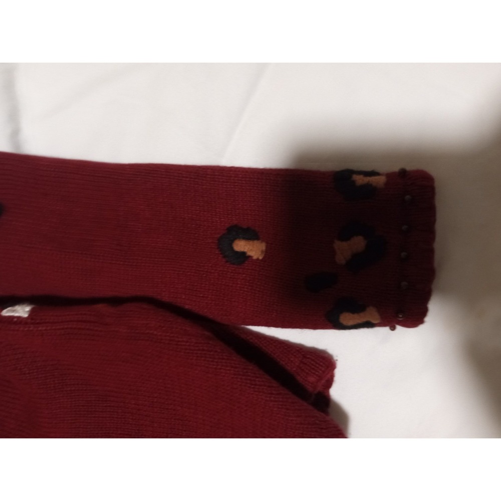 Ronni Salloway Vintage Safari Animal Beaded Cardigan Red Elephant Giraffe Small - Picture 10 of 12